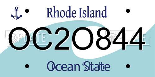 OC2O844 Rhode Island License Plate