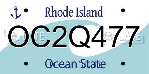 OC2Q477 Rhode Island License Plate