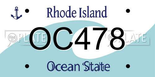 OC478 Rhode Island License Plate