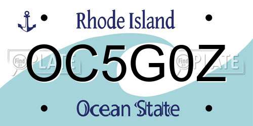 OC5G0Z Rhode Island License Plate
