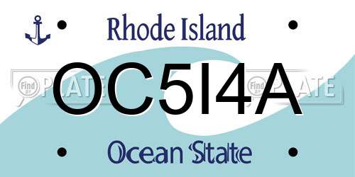 OC5I4A Rhode Island License Plate