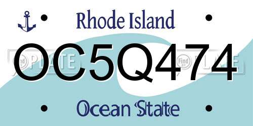 OC5Q474 Rhode Island License Plate
