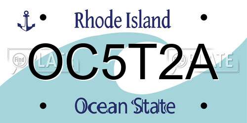 OC5T2A Rhode Island License Plate