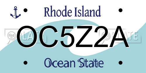 OC5Z2A Rhode Island License Plate