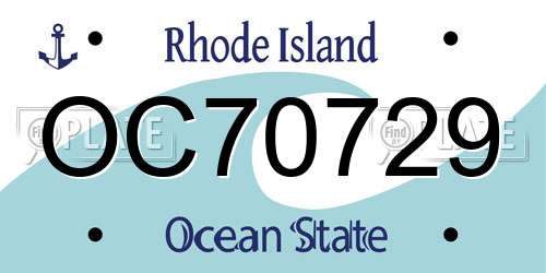 OC70729 Rhode Island License Plate