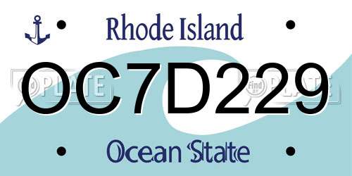 OC7D229 Rhode Island License Plate