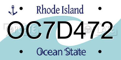 OC7D472 Rhode Island License Plate
