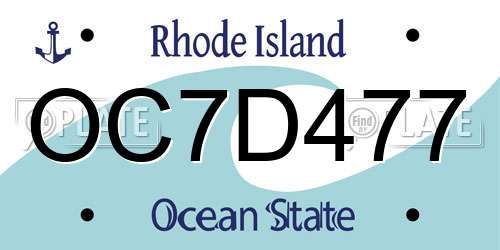 OC7D477 Rhode Island License Plate