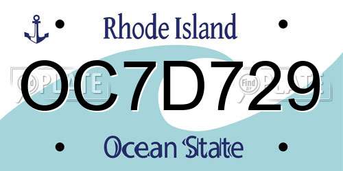 OC7D729 Rhode Island License Plate