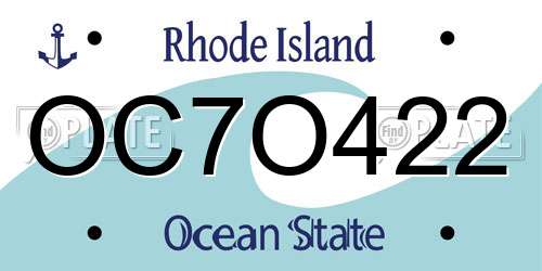OC7O422 Rhode Island License Plate