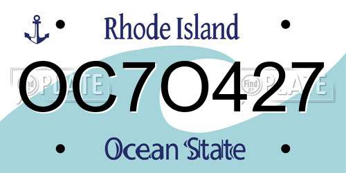 OC7O427 Rhode Island License Plate