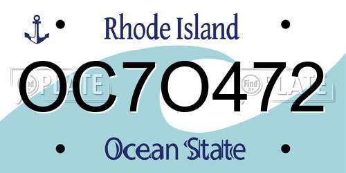 OC7O472 Rhode Island License Plate
