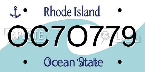 OC7O779 Rhode Island License Plate