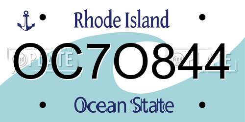OC7O844 Rhode Island License Plate