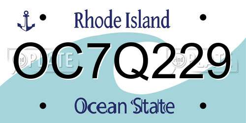 OC7Q229 Rhode Island License Plate