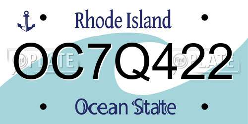 OC7Q422 Rhode Island License Plate