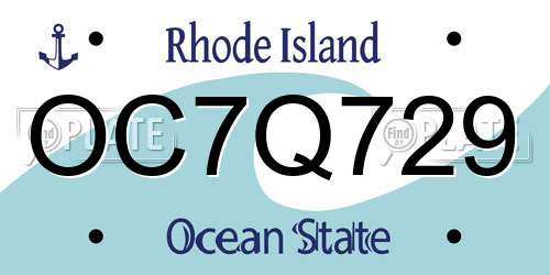 OC7Q729 Rhode Island License Plate