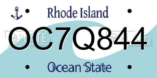 OC7Q844 Rhode Island License Plate