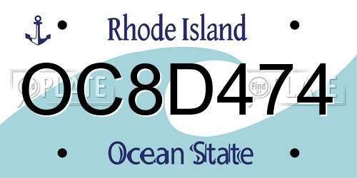 OC8D474 Rhode Island License Plate