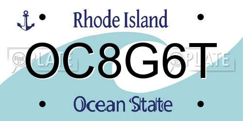 OC8G6T Rhode Island License Plate
