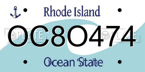 OC8O474 Rhode Island License Plate