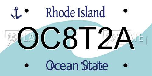 OC8T2A Rhode Island License Plate