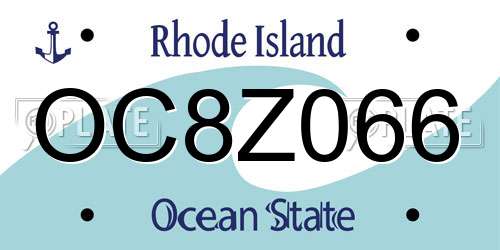 OC8Z066 Rhode Island License Plate