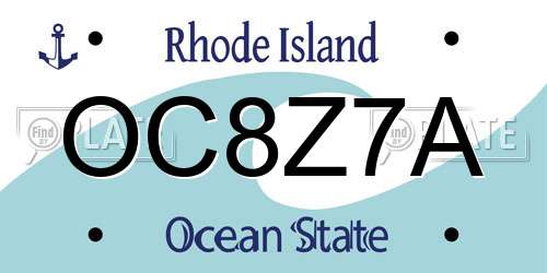 OC8Z7A Rhode Island License Plate