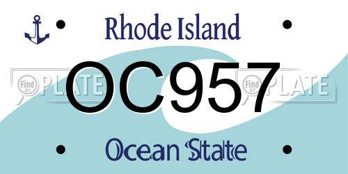 OC957 Rhode Island License Plate