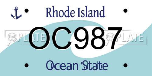 OC987 Rhode Island License Plate