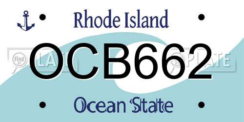 OCB662 Rhode Island License Plate