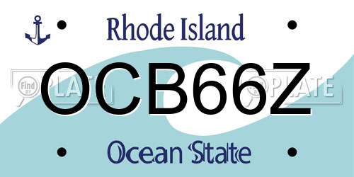 OCB66Z Rhode Island License Plate