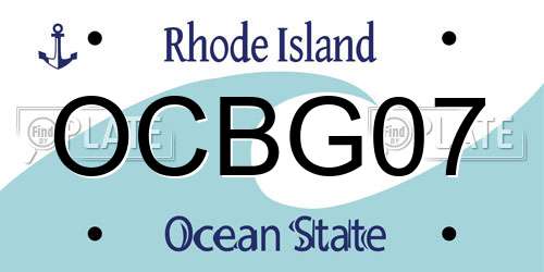 OCBG07 Rhode Island License Plate