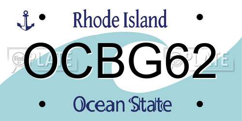 OCBG62 Rhode Island License Plate