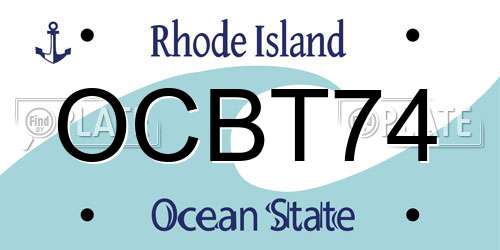 OCBT74 Rhode Island License Plate