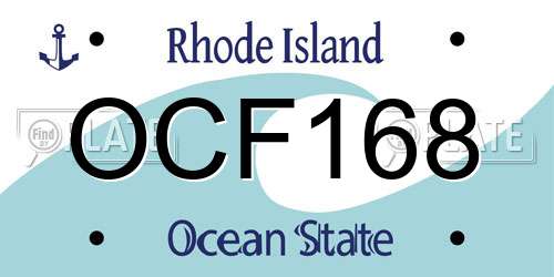 OCF168 Rhode Island License Plate