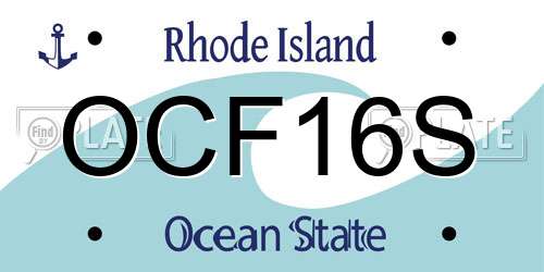 OCF16S Rhode Island License Plate