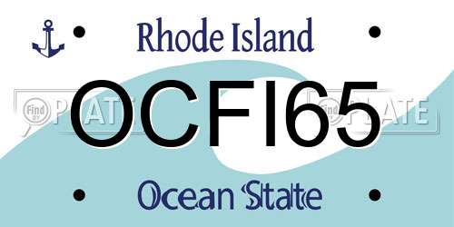 OCFI65 Rhode Island License Plate