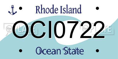 OCI0722 Rhode Island License Plate