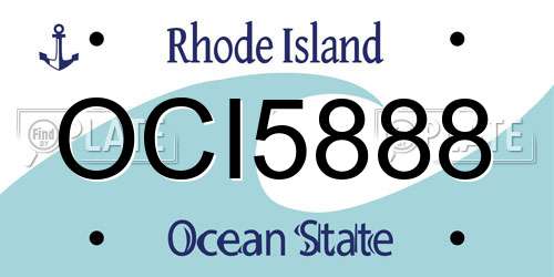 OCI5888 Rhode Island License Plate