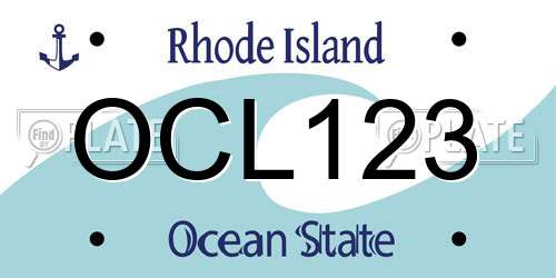 OCL123 Rhode Island License Plate