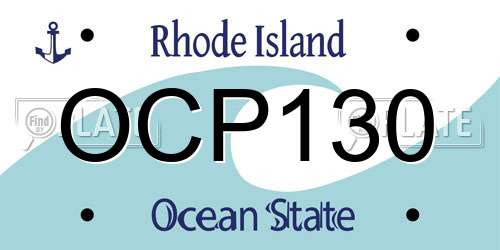 OCP130 Rhode Island License Plate