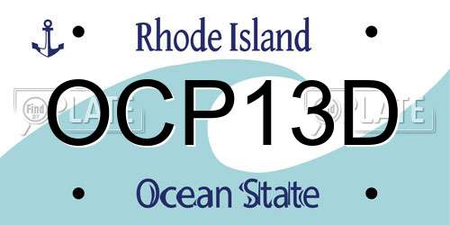 OCP13D Rhode Island License Plate