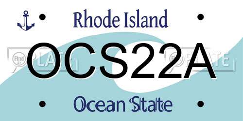 OCS22A Rhode Island License Plate
