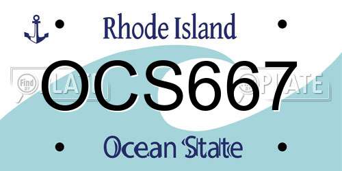 OCS667 Rhode Island License Plate