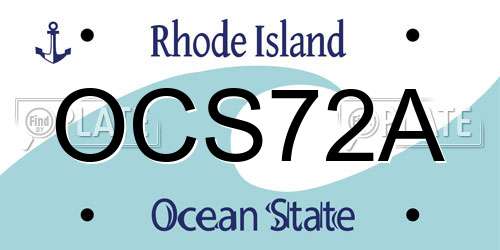 OCS72A Rhode Island License Plate