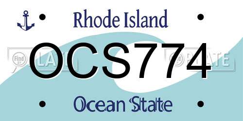 OCS774 Rhode Island License Plate
