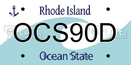 OCS90D Rhode Island License Plate