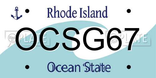 OCSG67 Rhode Island License Plate