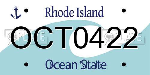 OCT0422 Rhode Island License Plate